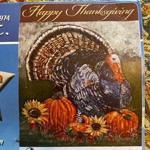 Beautiful Happy Thanksgiving house flag in vibrant fall colors. 🍁